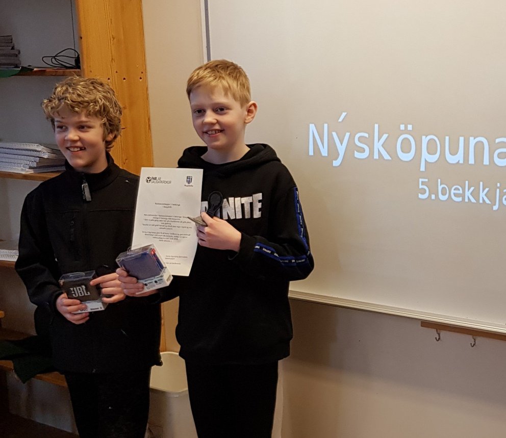 Verðlaun í Nýsköpunarkeppni 5. bekkjar í Skagafirði