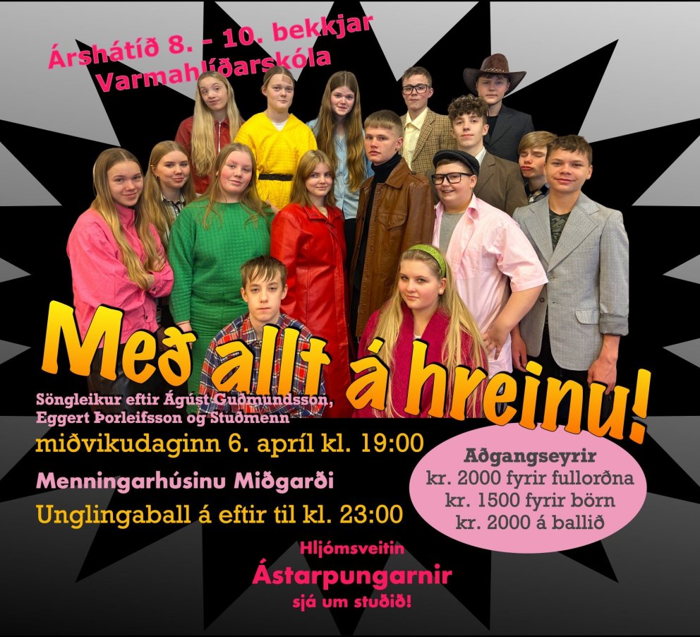 Árshátíð unglingastigs 6. apríl kl. 19:00