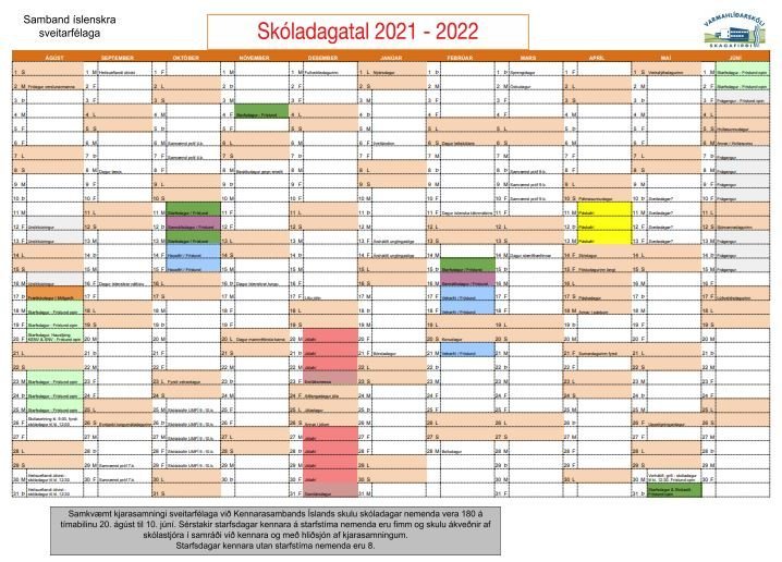 Skóladagatal næsta skólaárs