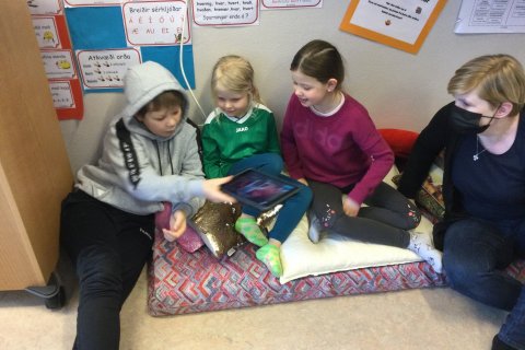 Skólahópur í heimsókn hjá 3.- 4.bekk